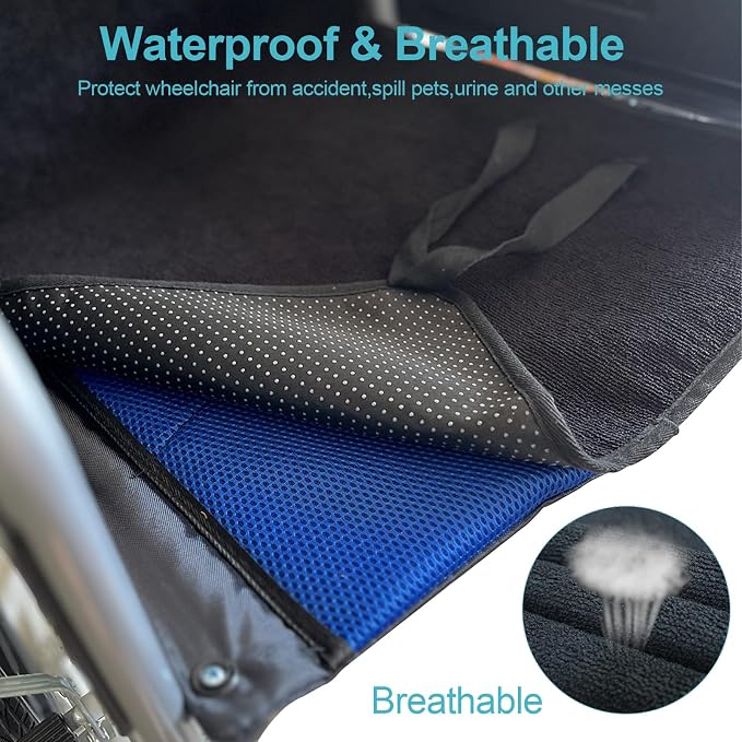 Waterproof Wheelchair Seat Cover Pads,6 Straps Reusable Seat Pads Cover with Anti-Slip Protector Washable for Elderly,Incontinence Patients,Nursery