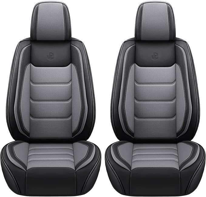 Full Coverage Faux Leather Car Seat Covers Full Set,Automotive Seat Covers for Cars,SUVs Pick-up Truck, Car Seat Cushion, Black and Grey Seat Covers,Front Seat Cover,Car Seat Protector