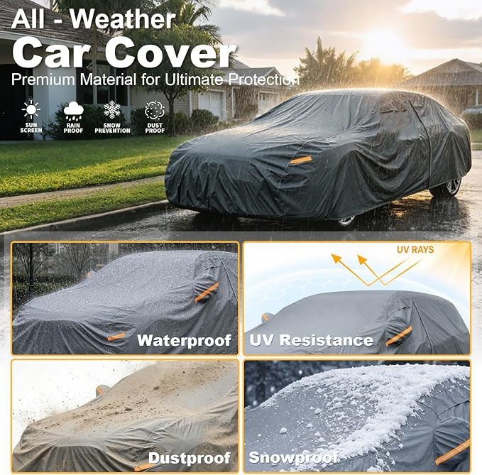 GUNHYI Premium Car Cover Custom Fit Nissan 370Z, 16 Layers Heavy Duty Car Cover Waterproof All Weather with Zipper Door for Sun Rain Snow Dust Uv Protection