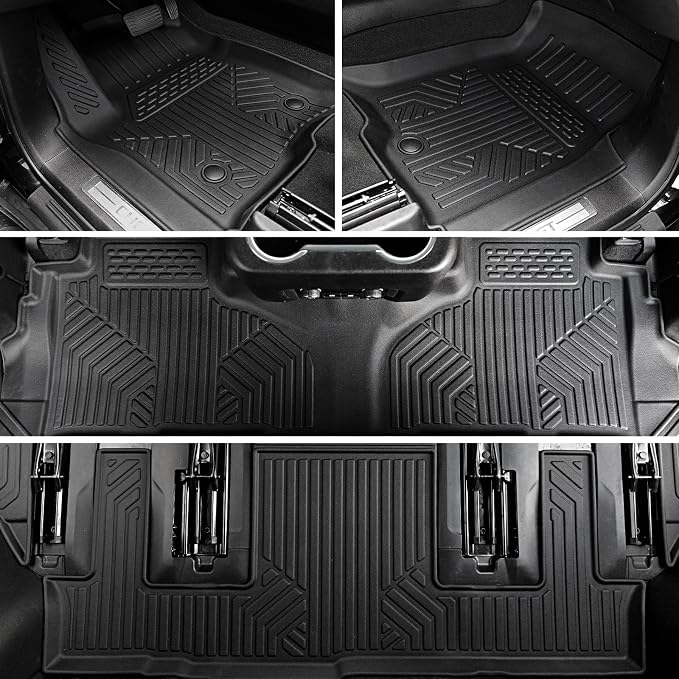 Floor Mats Set for 2021-2025 2026 Chevrolet Chevy Tahoe/GMC Yukon/Cadillac Escalade 7 Seat Bucket Seat Accessories, All Weather TPE Cargo Mat Liner Backrest Mat Door Sill Protectors