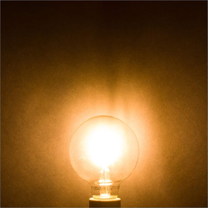 Simba Lighting LED Edison Vintage Filament G25 6W 120V E26, 2700K, 6 Pack | Vanity Globe G80 Bulb, Dimmable 60W Equivalent for Bathroom Makeup Mirror, Medium E26 Base, CE, RoHS Compliant, Warm White