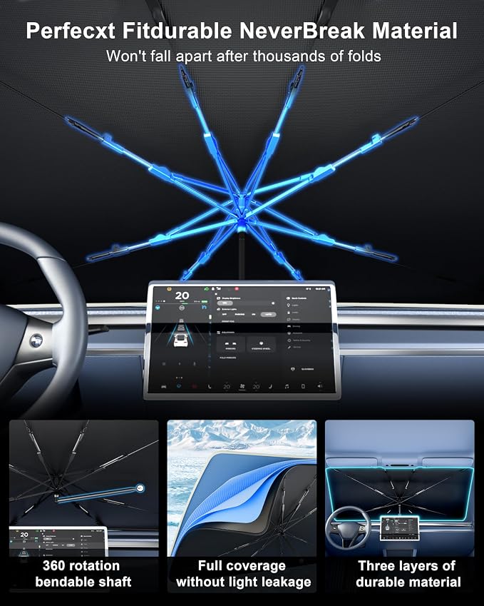 helloleiboo Custom Fit Toyota RAV4 Windshield Sun Shade Umbrella,Foldable 5-Layer Vinyl Coating, Reflective Heat and UV Protection