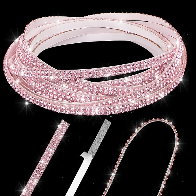 Kingdder 16.4 ft Bling Car Trim Self Adhesive Bling Car Accessories for Women Rhinestone Strip Glitter Diamond Sticker DIY Line Molding Dashboard Decal Shiny Auto Stuff for Interior Exterior Decor16