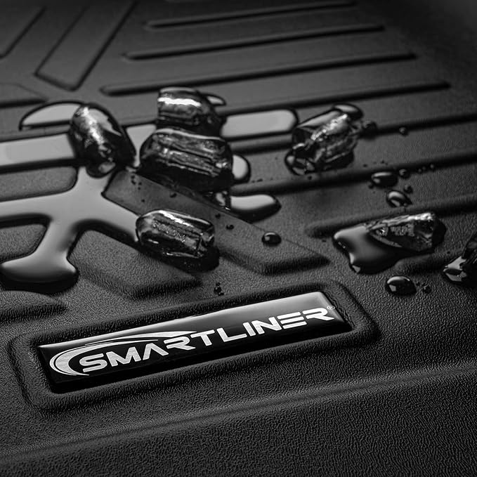SMARTLINER Custom Fit Floor Liners - Fits 2022-2024 Volkswagen Golf R & Golf GTI - 1st & 2nd Row Liner Set - All Weather Floor Liners - Black