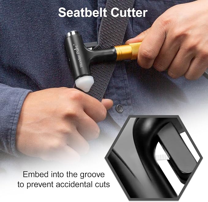 Premium Car Glass Breaker with Seat Belt Cutter - Automotive Safety Hammer - Emergecy Escape Tool, Car Autoaccessory Metal Window Hammer (Yellow 2 Pack)