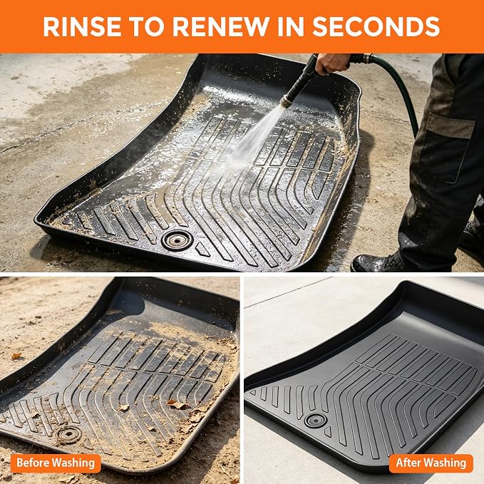 Floor Mats for Dodge Challenger RWD 2015-2023 | (Not for AWD or 3.6L V6 Engine Models), Heavy Duty TPE All Weather Protection, Waterproof Non-Slip Black(Two-Row Floor Mats)