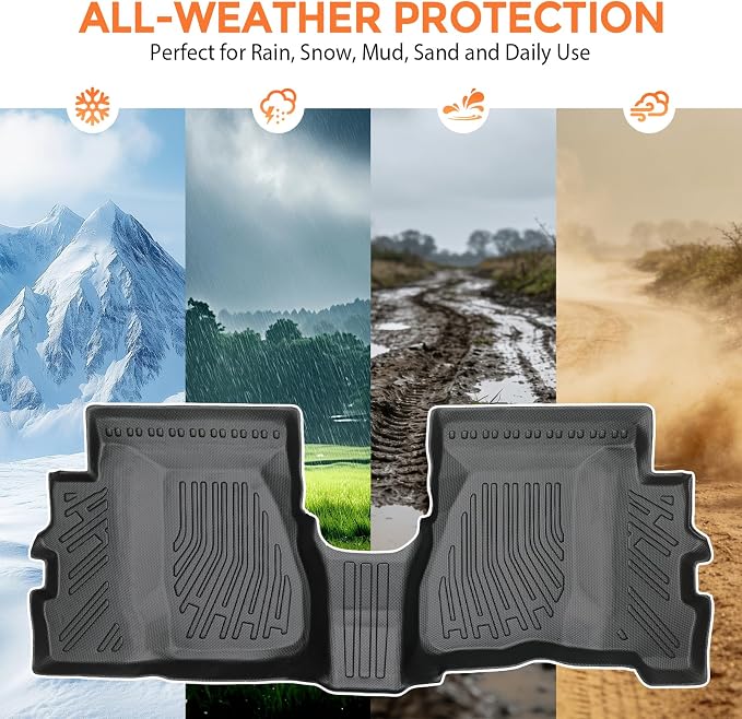 Floor Mats for Toyota Tacoma Xtracab 1995-2004 | Heavy Duty TPE All Weather Protection, Waterproof Non-Slip Black Car Liners (Two-Row Floor Mats)