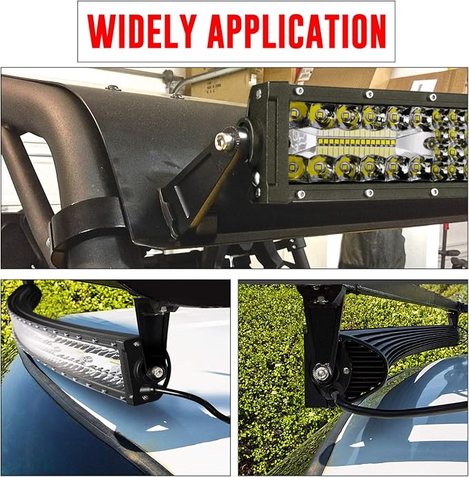 Light Bar Mounting Brackets, Side Mount Bracket Kit for Dual/Triple/Quad Row Straight or Curved LED Light Bar from 6 inch up to 52 inch Universal for Truck ATV UTV Off Road - 2 Pack