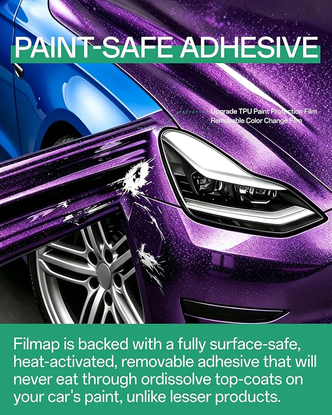 PPF, Dry Apply TPU PPF Vinyl Car Wrap Roll 1ft x 5ft, Paint Protection Vinyl Film (Gloss Cosmic Purple)