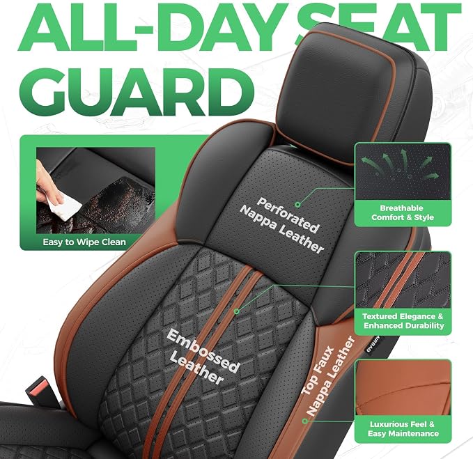 Custom Seat Covers for Tacoma 4th Gen 2024 2025 2026 Double Cab SR5/TRD Sport/TRD Off-Road/SR Full Set with Console Covers, Waterproof Leather Back and Front Seat Protectors Black Brown