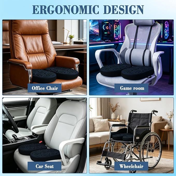 Cooling Gel Enhanced Memory Foam Seat Cushion, Desk Chair Seat Cushion, Office Chair Cushions, Foldable Portable, Back Sciatica Coccyx Tailbone Pain Relief, Driving Car Airplane Wheelchair Bleachers
