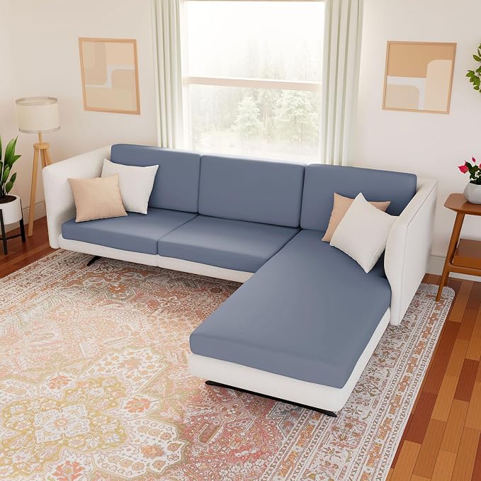 hyha Waterproof Couch Cushion Covers, Sectional Sofa Slipcovers Washable, L Shape Chaise Dog Couch Covers for Sectional Sofa, Universal Furniture Protector (1 Piece for Chaise XL, Grey)