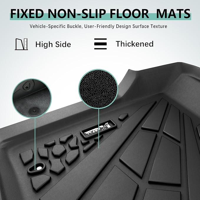 KARPAL Floor Mats for 2001-2007 Chevy Silverado/GMC Sierra 1500/2500/3500 (Only Fit Extended Cab Classic Body Style), All-Weather TPE Custom Fit Floor Liners Car Accessories