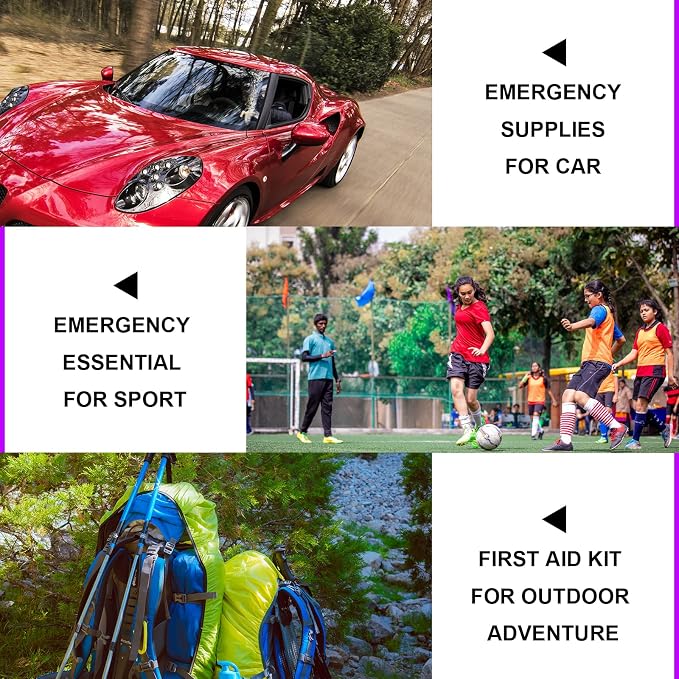 Small-Campact First-Aid Kit-Refill Supplies-Basic Emergency-Essentials - 300PCS Home Essentials Emergency Accident Kits for Businesses Workplace Outside Travel Purple 1st Aid