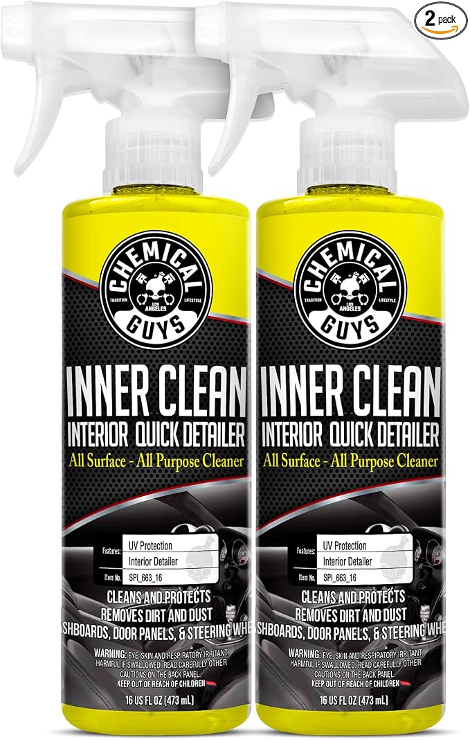 Chemical Guys SPI_663_1602 InnerClean Interior Quick Detailer and Protectant, Pineapple Scent, Safe for Cars, Trucks, SUVs, Jeeps, Motorcycles, RVs & More, 16 fl oz, 2 Pack