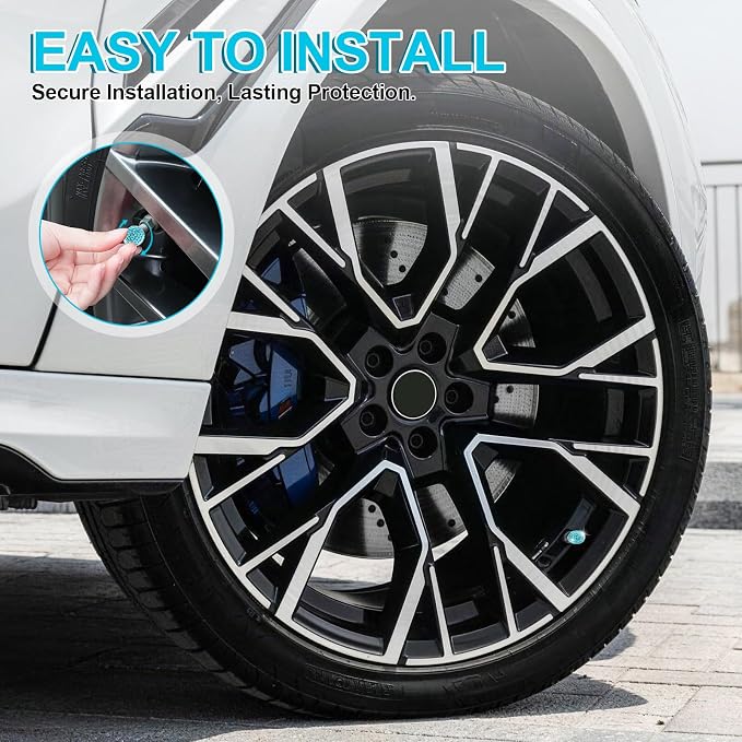 JUSTTOP 4 Pack Handmade Crystal Rhinestone Car Tire Valve Stem Caps, Car Wheel Tire Valve, Attractive Dustproof Bling Car Accessories, Universal for Cars, Trucks and Motorcycles-Pale Blue
