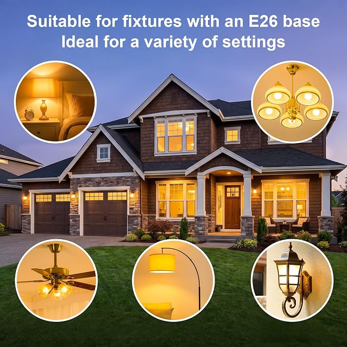 12 Pack A19 LED Light Bulbs, 60W Equivalent, 2700K Soft Warm White LED Bulb with E26 Standard Base, Efficient 9W, Non-Dimmable, 800 Lumens, 120V, CRI 85, Eye-Friendly for Bedroom Living Room