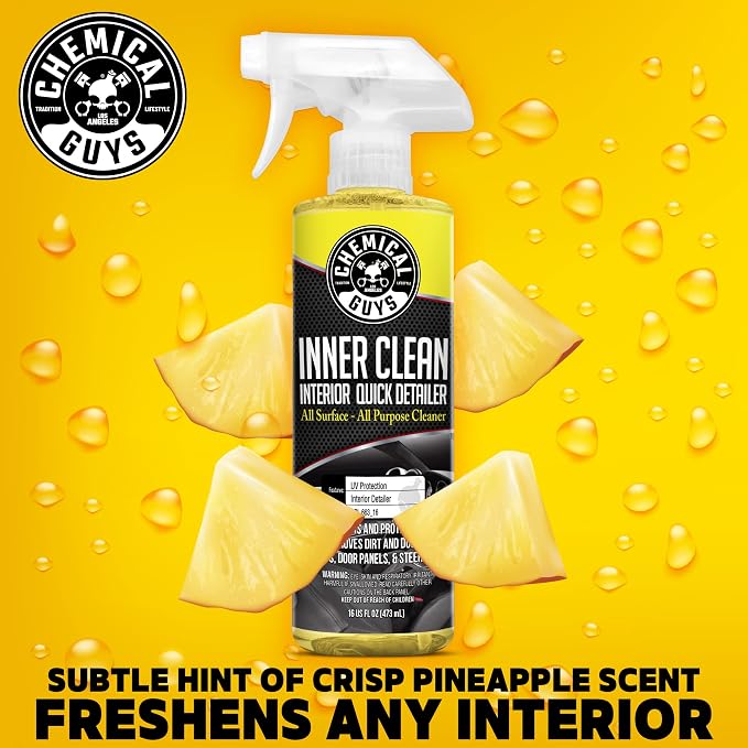 Chemical Guys, InnerClean Interior Quick Detailer & Protectant Spray, 16 oz | Spray-and-wipe detailer cleans and refreshes dashboards, door panels, seats and trim, leaving a non-greasy finish