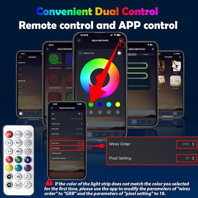 RGB-IC Car Led Strip Lights, Interior Car Lights, App and Remote Control Ambient Lighting Kit with 16 Million Colors Fiber Optics&Music Sync Rhythm, USB Neon Light Accessories for Center Console&Door