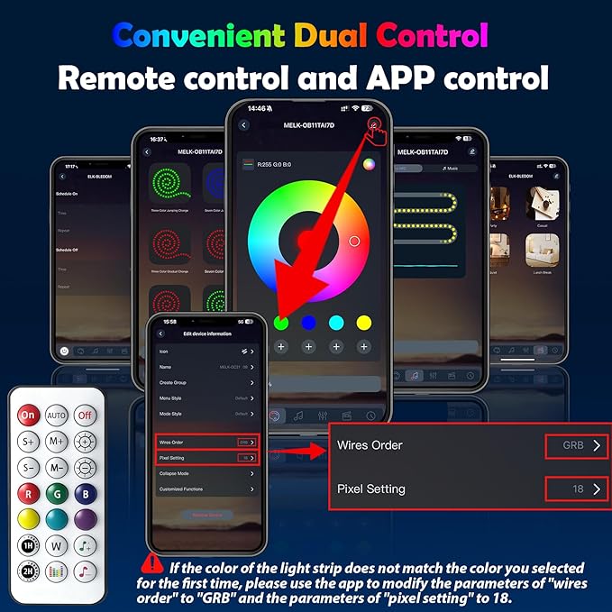 RGB-IC 6 in 1 Car Led Strip Lights, Interior Car Lights, App and Remote Control Ambient Lighting Kit with 16 Million Colors Fiber Optics&Music Sync Rhythm, USB Neon Light Accessories for Console&Door