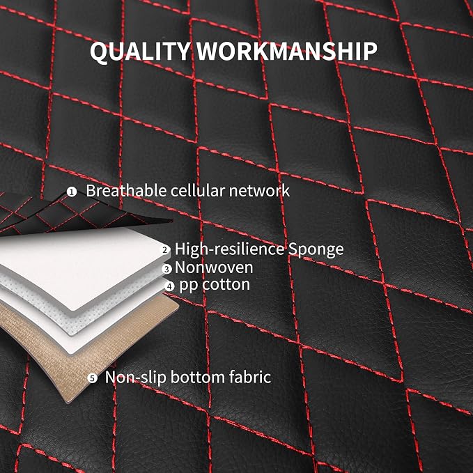 HChengkikz Faux Leather Full Set Car Seat Covers, Front & Split Rear | Bench Seat Protectors, Easy to Install Universal Fit for Sedans, Trucks, Vans, SUVs Automotive Interior Accessories
