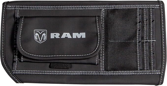 Plasticolor 006197R01 RAM Logo Car Truck or SUV Sun Visor Organizer, Auto Interior Pocket Organizer, Registration and Document Holder, Personal Belonging Sunglass Storage Pouch Organizer