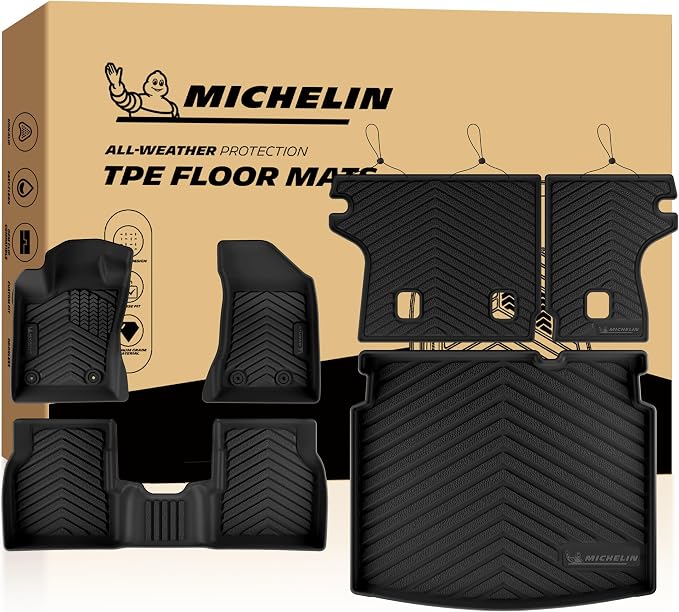 Michelin Vehicle Mats for 2017-2026 Jeep Compass (6 Piece) | Not Fit 2017 Old Body Style, All-Weather TPE Custom Fit Liner, Premier