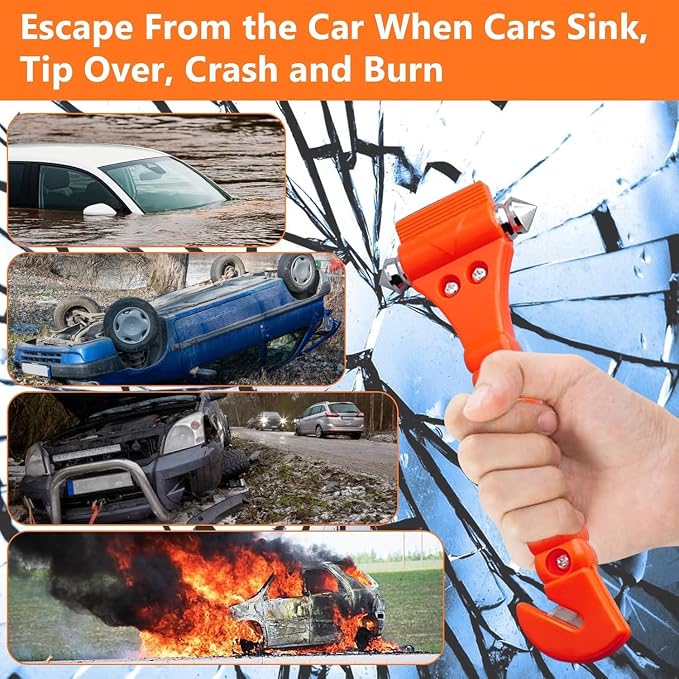BFXM Car Window Breaker Hammer and Seat Belt Cutter 2-in-1, Emergency Escape Tool, Safety Glass Breaker, Automotive Safety Essentials and Accessories, 20 Packs