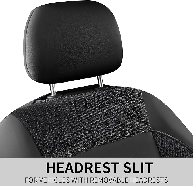 HChengkikz Front Car Seat Covers, Leather, 3D Foam Back Support (Black) | Air Mesh, Airbag Compatible, Universal Fit for Most Cars, Vans, Trucks, SUVs
