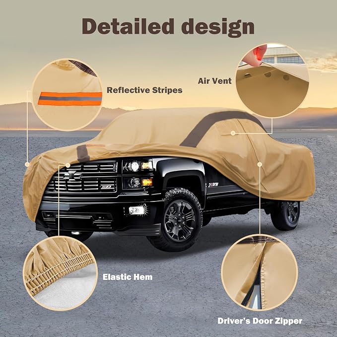 Silverado Car Cover Waterproof All Weather Compatible with Silverado, Outdoor Anti-UV Sun Rain Protection Truck Cover