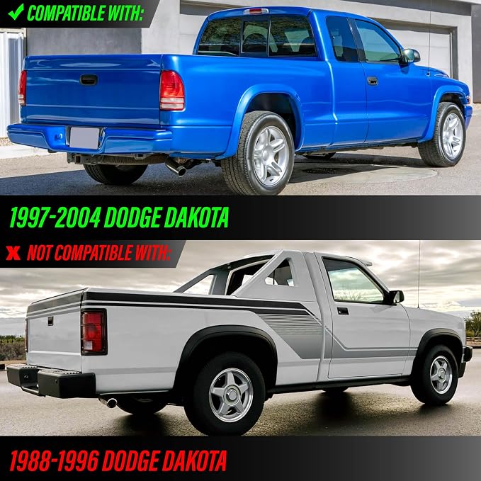 USR 97-04 Dakota PickUp Tail Light – Rear Tail Lamps (Left + Right) Pair - Compatible with 1997-2004 Dodge Dakota Pick Up Truck All Models/Trims (SMOKE TAIL LIGHTS/PLUG AND PLAY READY)