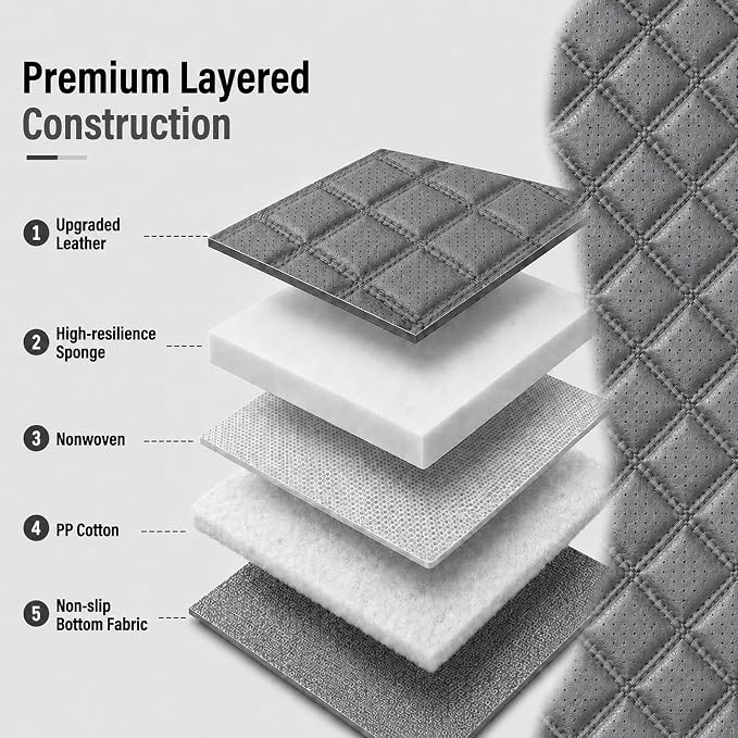 HChengkikz Car Seat Cover, Waterproof Nappa Leather (Gray) | Breathable, Airbag compatible, Easy to Install, Universal Fit for Most Cars, Sedans, SUVs, Vans, Trucks