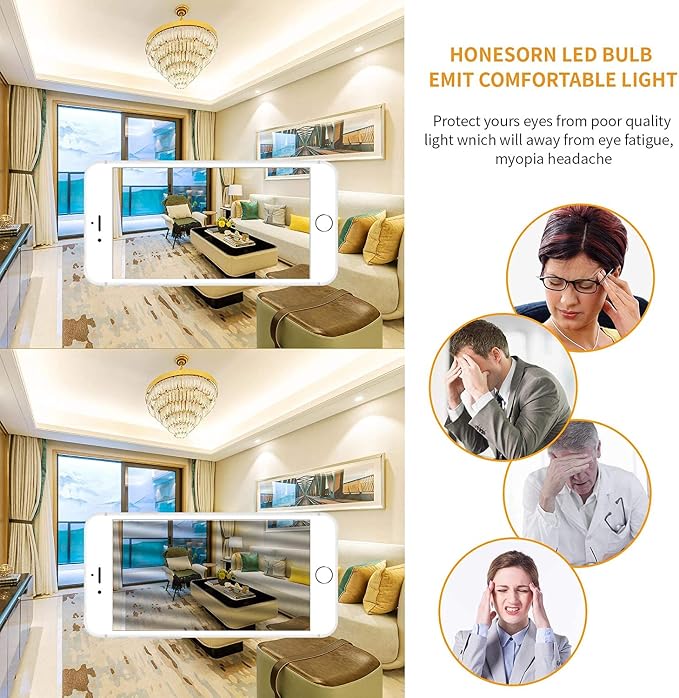 Honesorn Bathroom Light Bulbs E26 Base, 60 Watt Equivalent, 5000K Daylight, Vanity LED Globe Light Bulbs for Bathroom, G25 Round Light Bulbs for Vanity Mirror, CRI85+ 500LM, 120V, Non-dimmable, 4 Pack