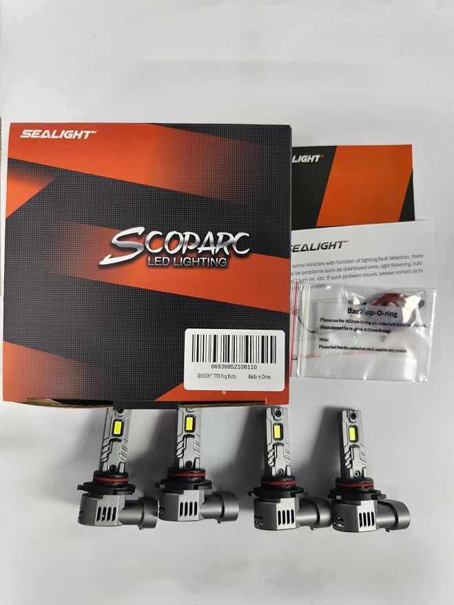 SEALIGHT S2S 9005/HB3 9006/HB4 Light Bulbs Combo, 140,000LM Super Brighter, 6500K Pure White 9005 9006 Fog Bulbs, with Cooling Fan 70K+ Hours Lifespan, 4-Pack