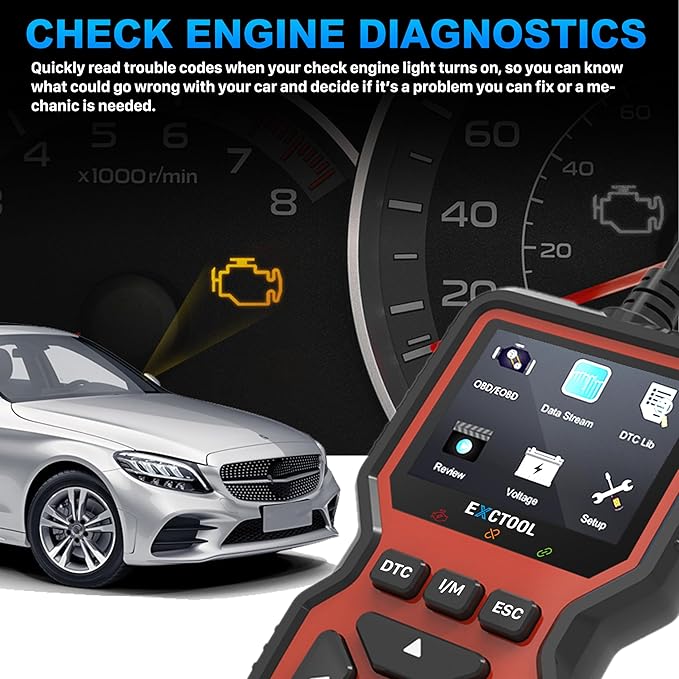 Car OBD2 Scanner Diagnostic Tool Vehicle Check Engine Light Code Reader with Reset, Live Data and Full OBD II Modes Compatible with Model Year 1996+ Cars & Light Trucks