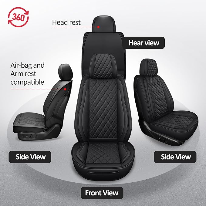 MIROZO Faux Leather Truck Seat Covers, Custom Fit for 2007-2013 and 2019-2023 Chevy Silverado GMC Sierra 1500 & 2500HD 3500HD Crew Cab