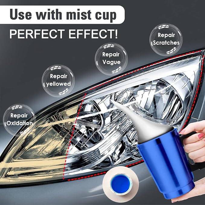200ML Headlight Restoration Liquid,Automobile Headlight Lens Polish Repair Liquid, Car Headlight Scratch Restoring Fluid for Repair Headlight Yellowing, Haze, Scratches