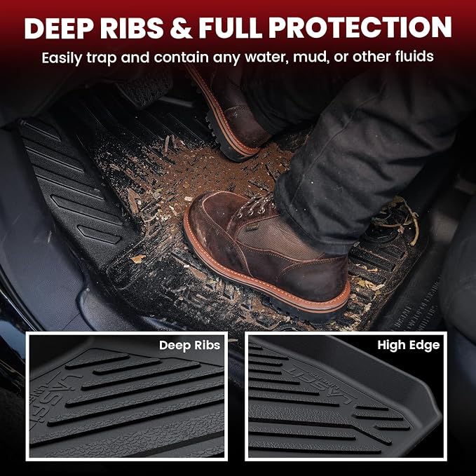 LASFIT Floor Mats & Trunk Mat for Honda Civic Sedan 2016-2021, All Weather TPE Custom Fit Floor Liners for 2016 2017 2018 2019 2020 2021, 1st & 2nd Row & Cargo Mat, Black (Not for Hatchback/Coupe)
