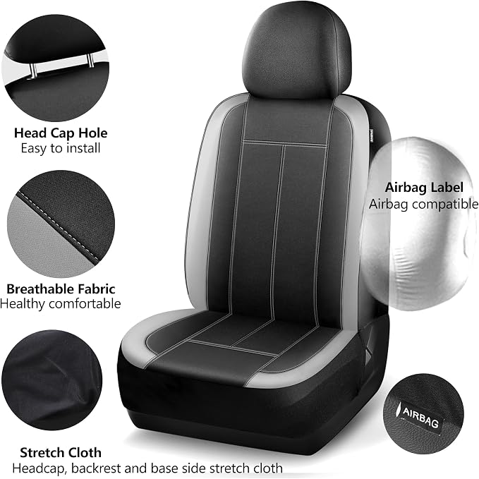 HChengkikz Full Set Neoprene Waterproof Car Seat Covers, Seat Protectors | Water Resistant Seat Protectors, Airbag Compatible, Universal Fit for Sedans, SUVs, Trucks, Vans
