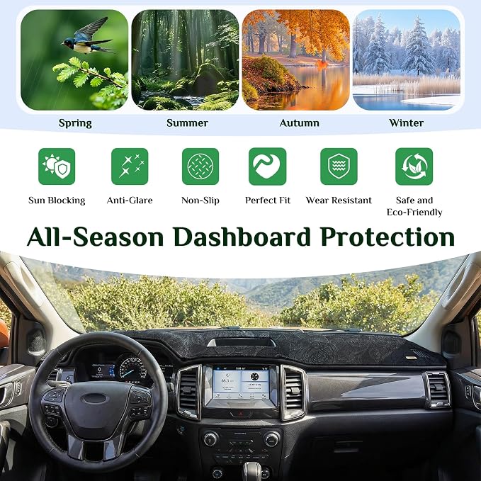 Dash Cover, Anti-Glare, Sun Protection, Dustproof, UV-Proof, Dashboard Covers, Interior Car Accessorie Fit for 2004-2009 Le-xus RX330, Black Patterned Flannel