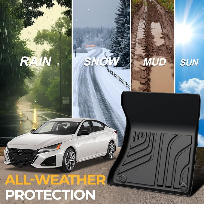 Floor Mats for Nissan Altima 2019-2026, All Weather Floor Mats Cargo Liner and Door Sill Protectors Accessories, Full Coverage Set
