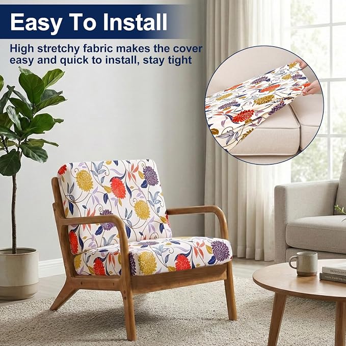 Smiry 4 Pcs Waterproof Patio Cushion Covers, Stretch Outdoor Furniture Covers