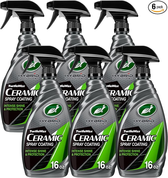 Turtle Wax Hybrid Solutions Ceramic Spray Coating, High Shine Car Wax, Offers Durable Paint Protection, Extreme Water Beading Action, Safe for Glass, Wheels, Trim and More, 16 oz (Pack of 6)