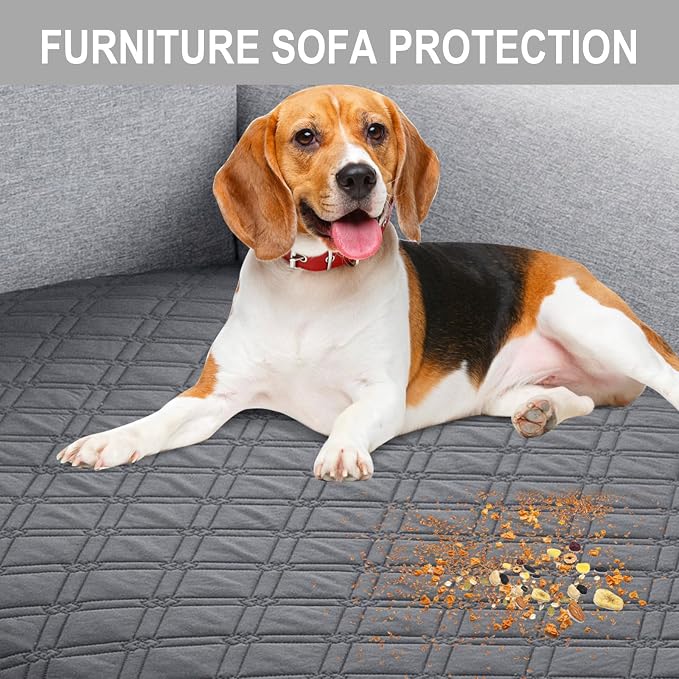 Genina L Shape Couch Cover, Sectional Couch Chaise Covers, Waterproof Washable Sofa Covers for Right L Shape Chaise Lounge, Anti-Slip Sofa Slipcovers for Dogs Cats Pet Friendly(Charcoal Gray)