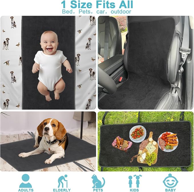 Waterproof Wheelchair Seat Cover Pads,6 Straps Reusable Seat Pads Cover with Anti-Slip Protector Washable for Elderly,Incontinence Patients,Nursery