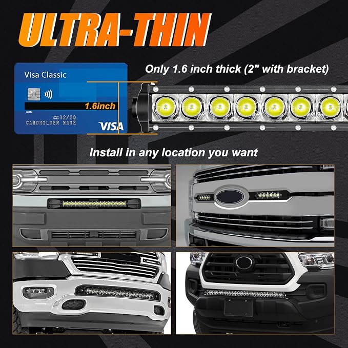 40 Inch Light Bar, Lumimotor Slim Single Row LED Light Bar Spot Beam Off Road Light for Truck UTV SUV F150 Bronco Wrangler Ram Silverado, 3 Years Warranty
