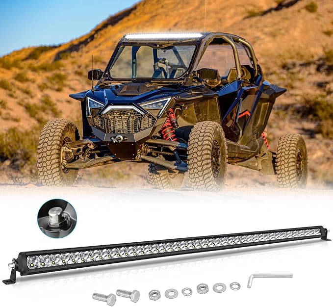 40 Inch Light Bar Slim, SWATOW INDUSTRIES 200W 40 Inch Single Row LED Bar Spot Flood Offroad Driving Light Roof Rack Light for UTV SUV Truck Pickup ATV Wrangler Toyota F150 Ram