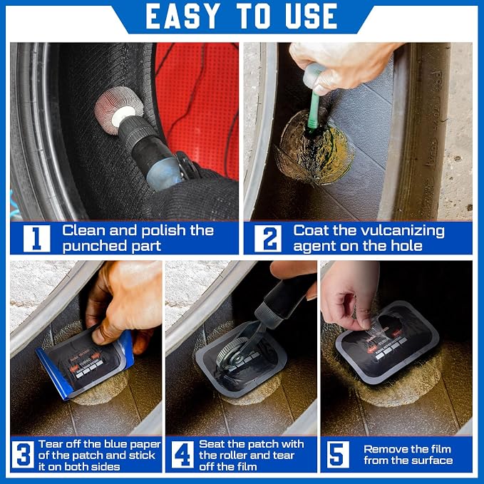 Tallew 80 Pcs Tire Patch Heavy Duty Rubber Patches Radial Repair Patch Tube and Tire Plug Kit Emergency Repair Tool for Puncture Car Truck Bus Tractor Vehicle (2.56 x 3.15 Inch)