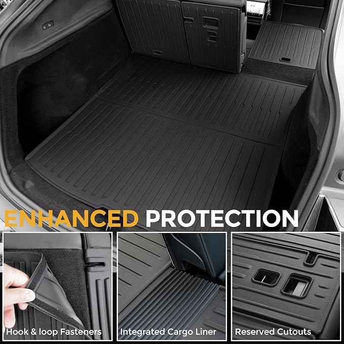 Floor Mats for 2026 2025 Tesla Model Y Juniper (Not fit Standard), Full Coverage All Weather Floor Mat Cargo Liner Trunk Mat Frunk Backrest Mats Accessories