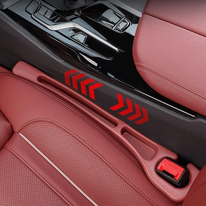 Car Seat Gap Filler 2 Pack, Anti-Drop Seat Gap Plug Blocker with Storage, Universal Car Seat Gap Organizer Stops Items from Falling, Fits Cars, SUVs, Trucks, Car Interior Accessories (red)